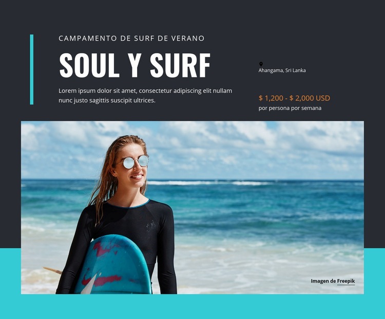 Campamento de surf y soul Plantilla de una página