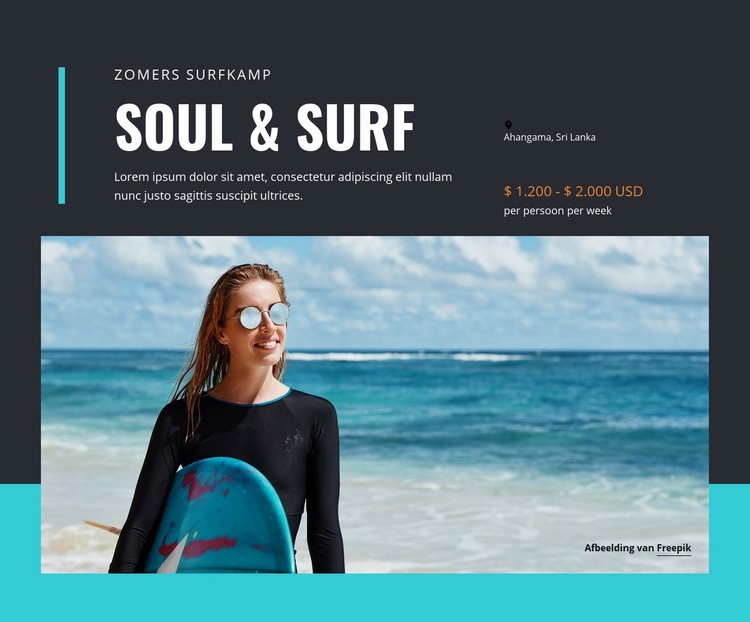 Soul & Surf Camp Website mockup