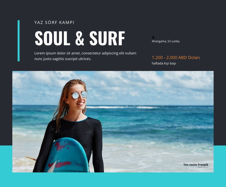 Soul ve Sörf Kampı Web Sitesi Mockup'ı