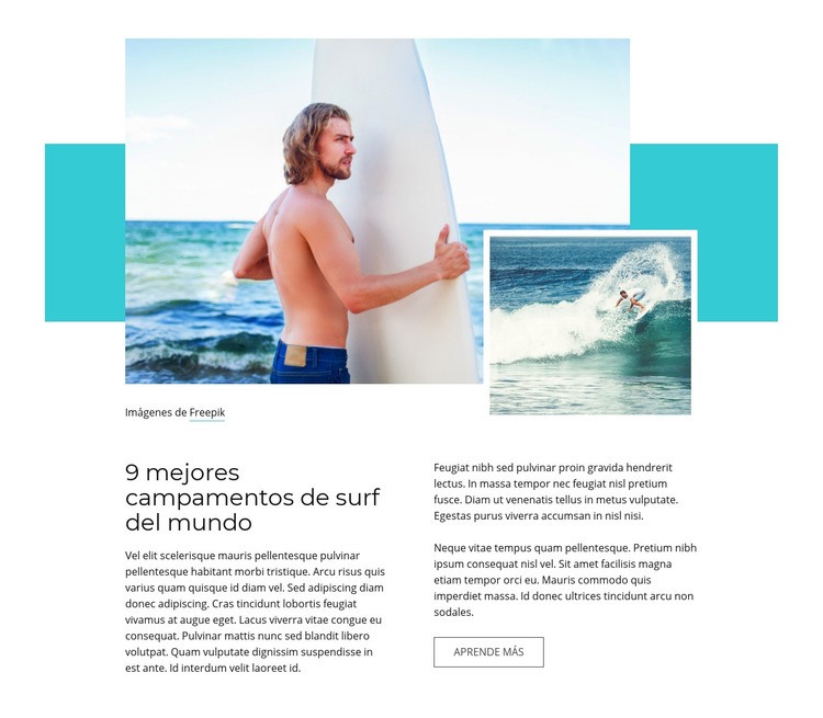 Mejores campamentos de surf Maqueta de sitio web