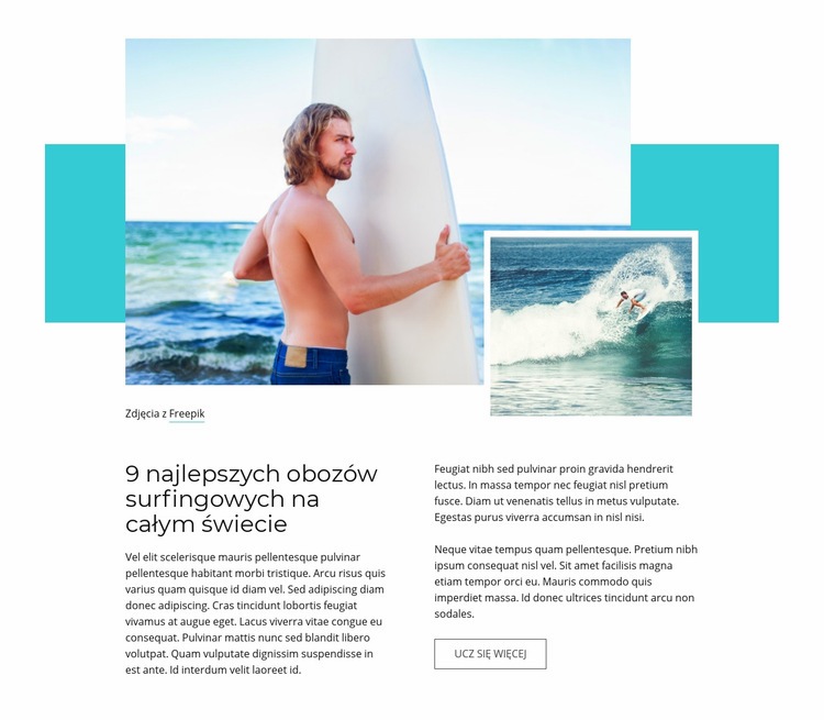 Najlepsze obozy surfingowe Kreator witryn internetowych HTML