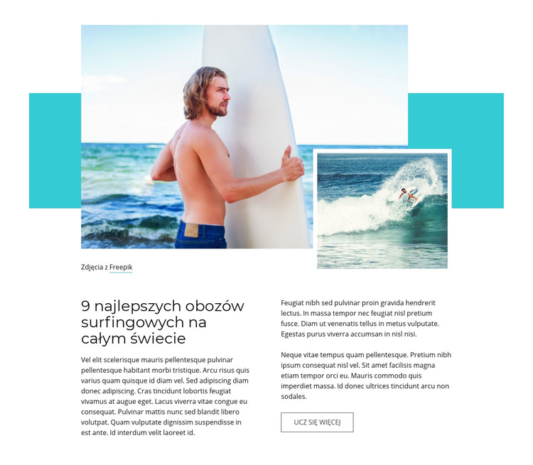Najlepsze obozy surfingowe Szablon witryny sieci Web
