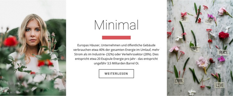 Minimal und Schönheit Eine Seitenvorlage