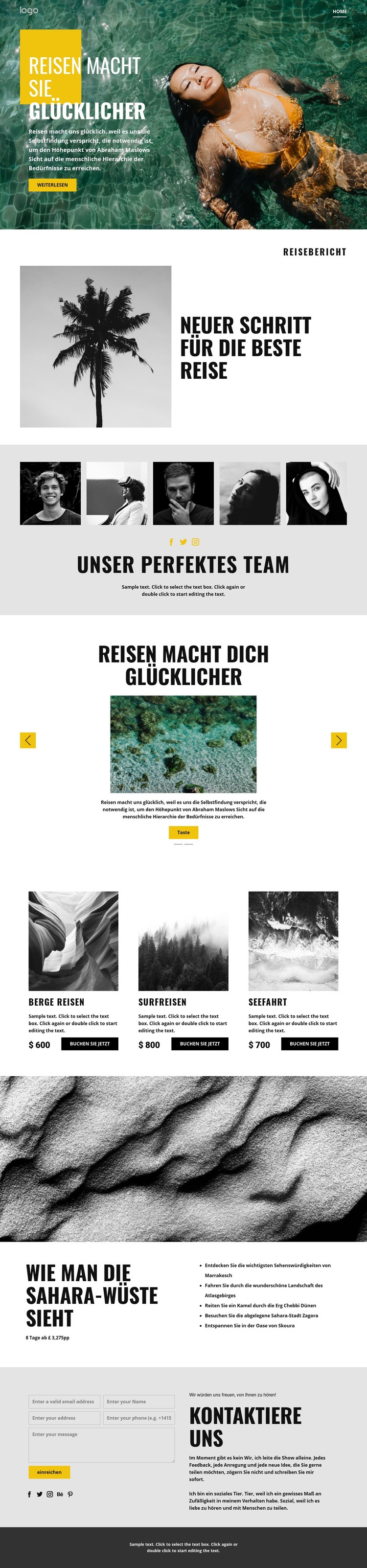 Glückliche Menschen verdienen Reisen Landing Page