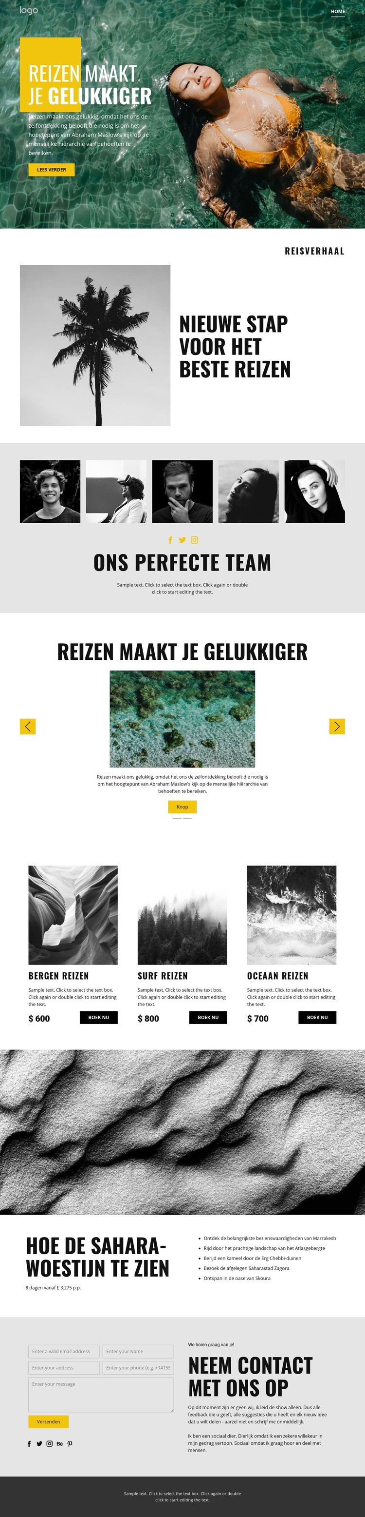 Gelukkige mensen verdienen reizen Website ontwerp