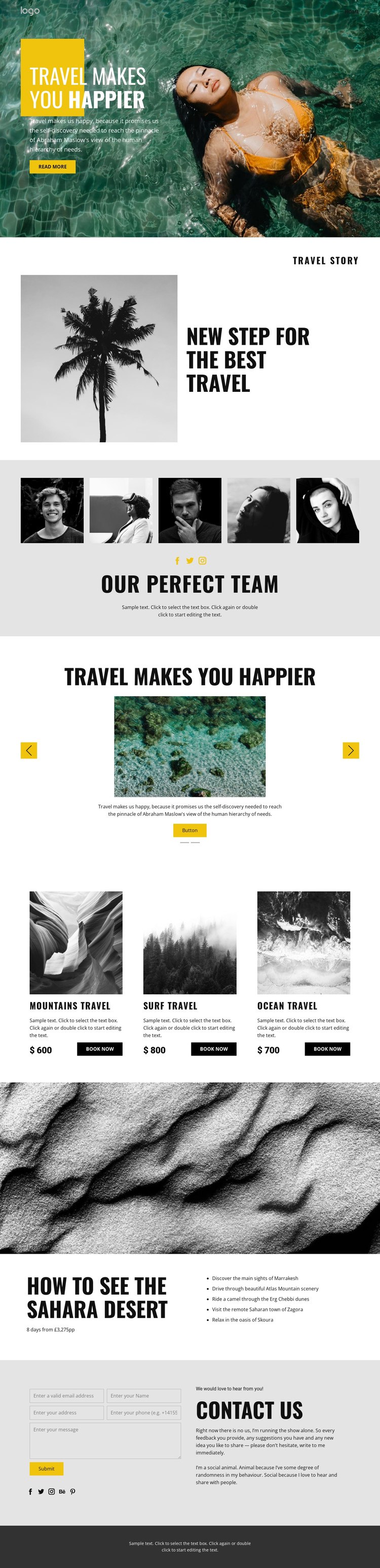 Happy people deserve travel One Page Template