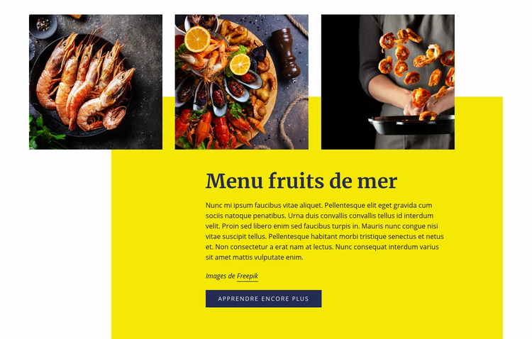 Menu fruits de mer Modèle Joomla