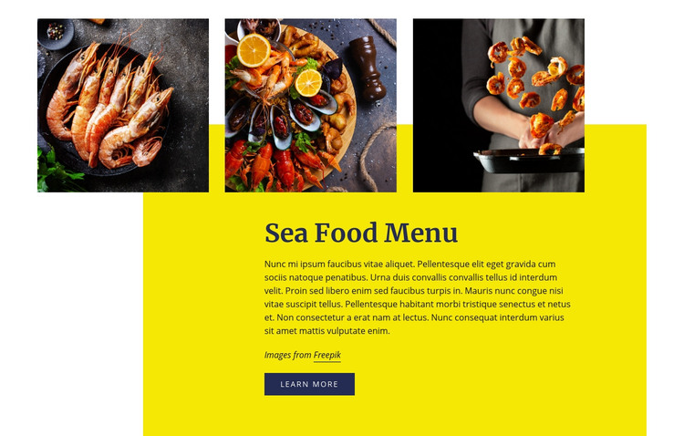 Sea Food Menu Homepage Design