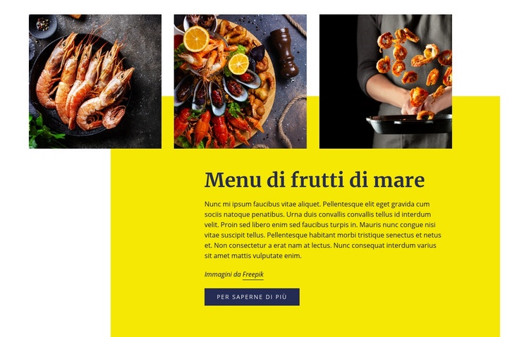 Menu di frutti di mare Progettazione di siti web