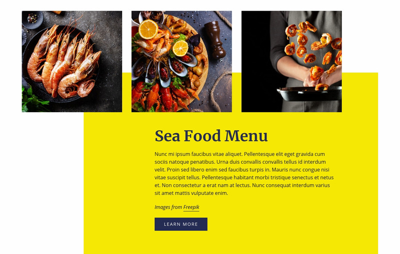 Sea Food Menu Web Page Design
