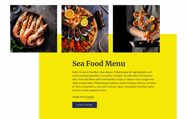 Sea Food Menu Website Mockup
