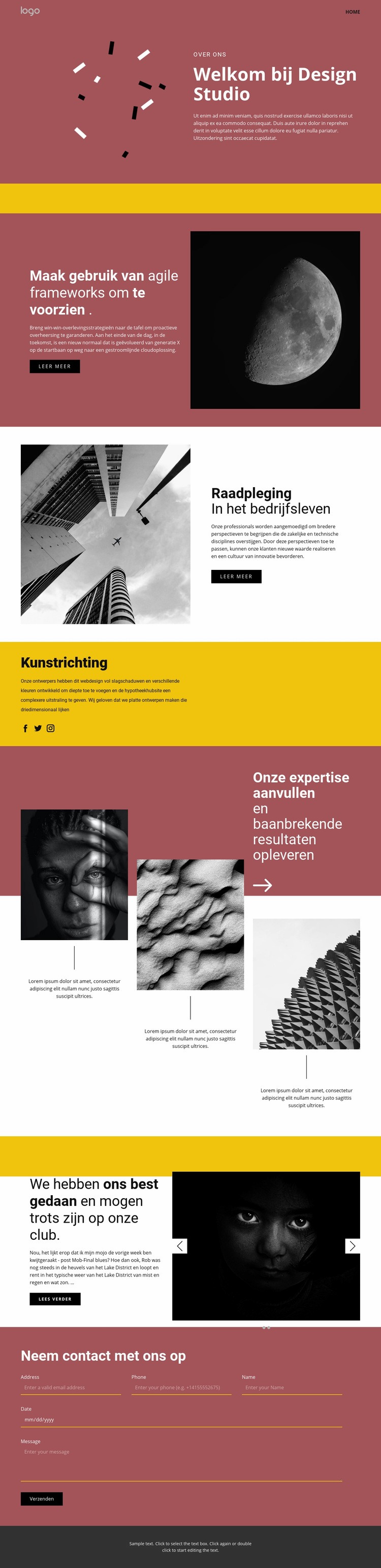 Studio van expressieve kunst Sjabloon voor één pagina