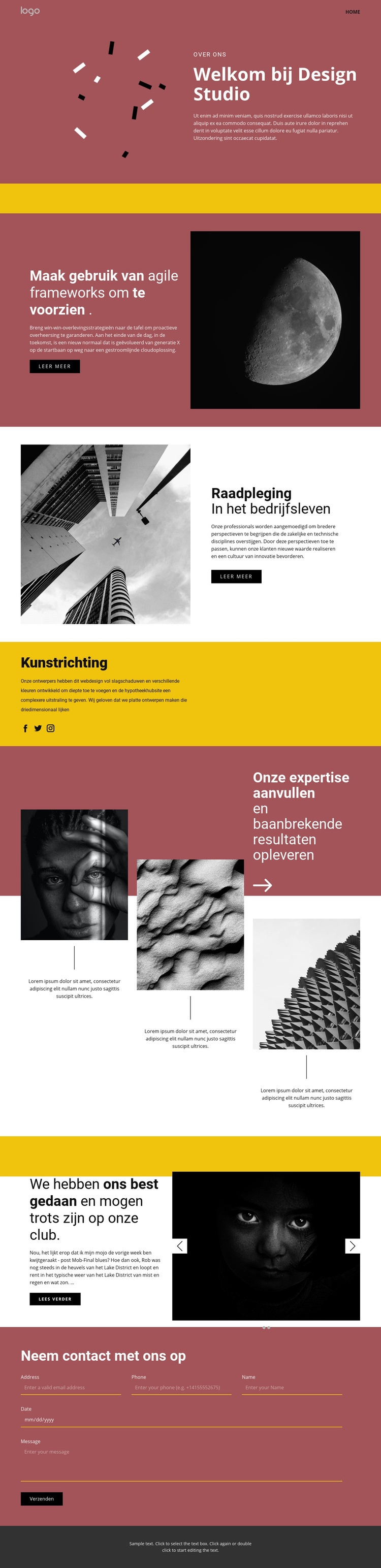 Studio van expressieve kunst Website ontwerp