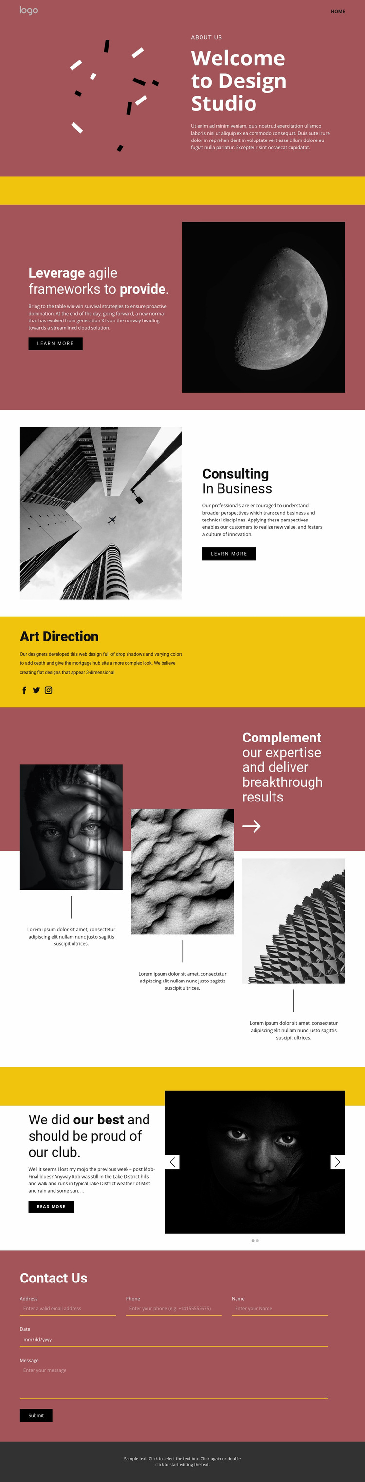 Studio of expressive art Web Page Design