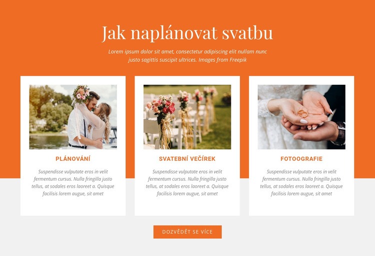 Jak naplánovat svatbu Šablona webové stránky