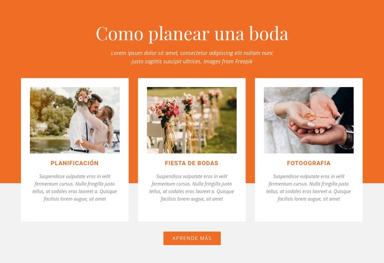 Como planear una boda Diseño de páginas web