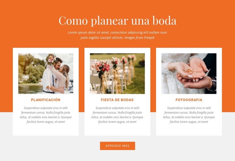 Como planear una boda Plantilla HTML5