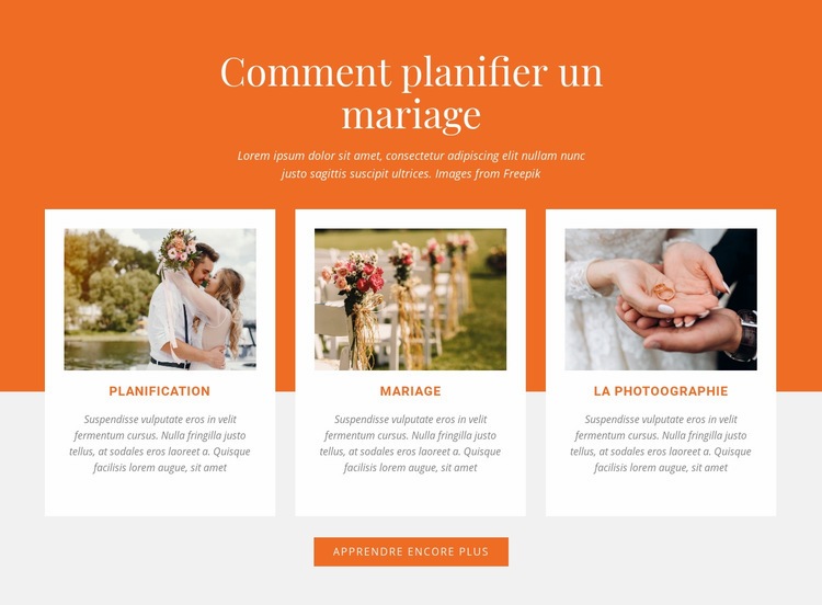 Comment planifier un mariage Modèles de constructeur de sites Web