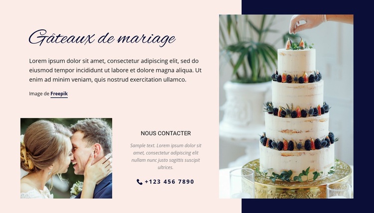 Gâteaux de mariage Maquette de site Web