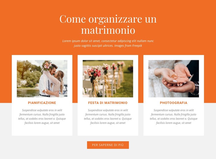Come organizzare un matrimonio Costruttore di siti web HTML