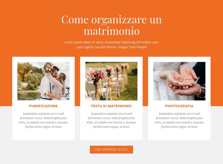 Come organizzare un matrimonio Mockup del sito web