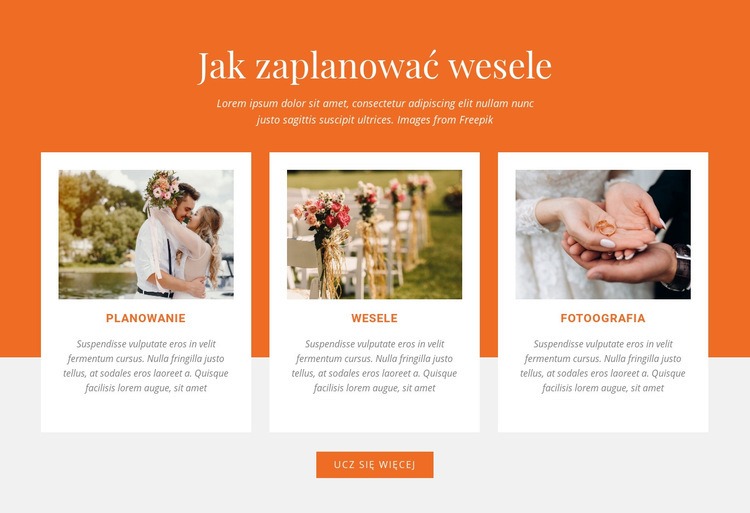 Jak zaplanować wesele Makieta strony internetowej