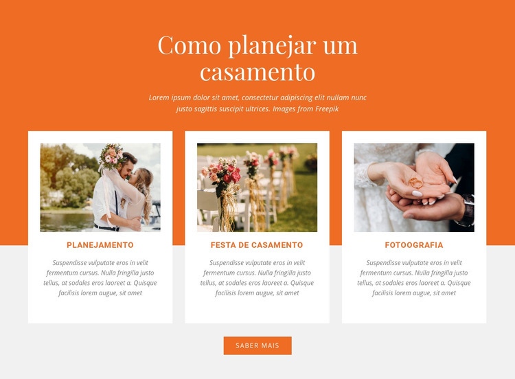 Como planejar um casamento Design do site