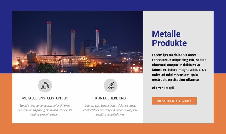 Metallprodukte Landing Page