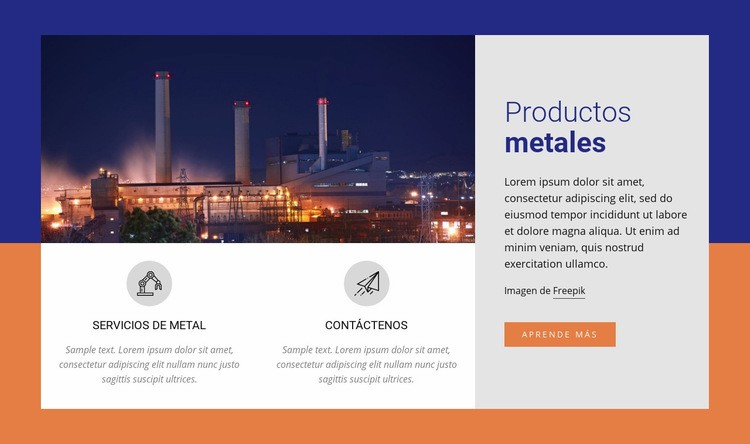 Productos de metales Diseño de páginas web