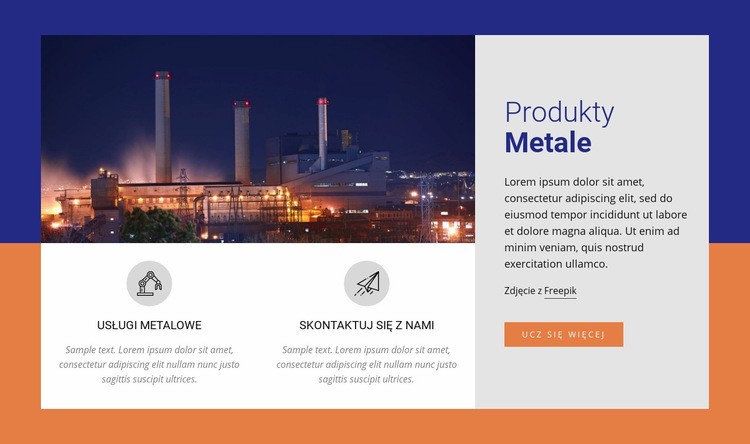 Produkty metalowe Szablon witryny sieci Web