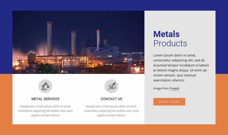 Metals Products Website Mockup