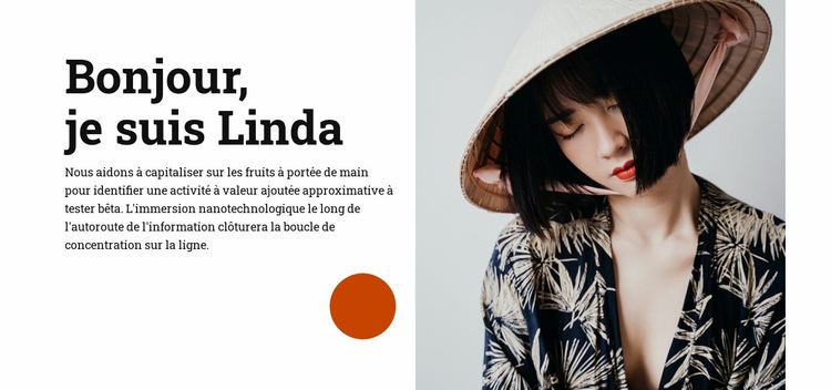 Bonjour, je suis Linda Modèle d'une page