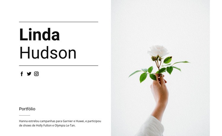 Sobre Linda Hudson Modelos de construtor de sites