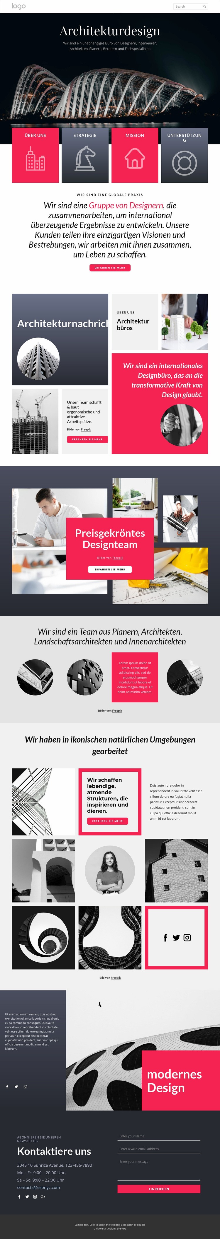 Integrierte Architektur HTML Website Builder