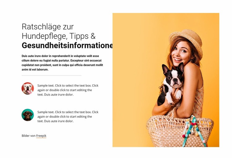 Tipps zur Hundepflege Landing Page