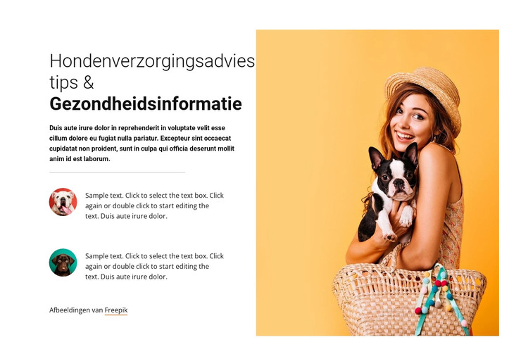 Hondenverzorgingsadvies HTML-sjabloon