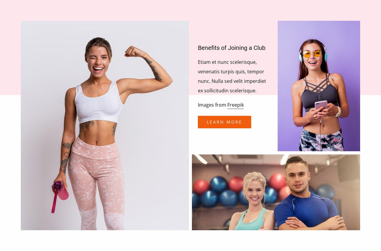 Benefits of joining a club Website Mockup