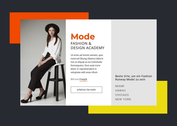 Mode- und Designakademie Eine Seitenvorlage