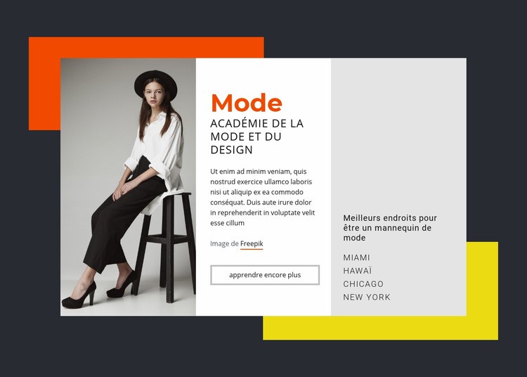 Académie de la mode et du design Maquette de site Web