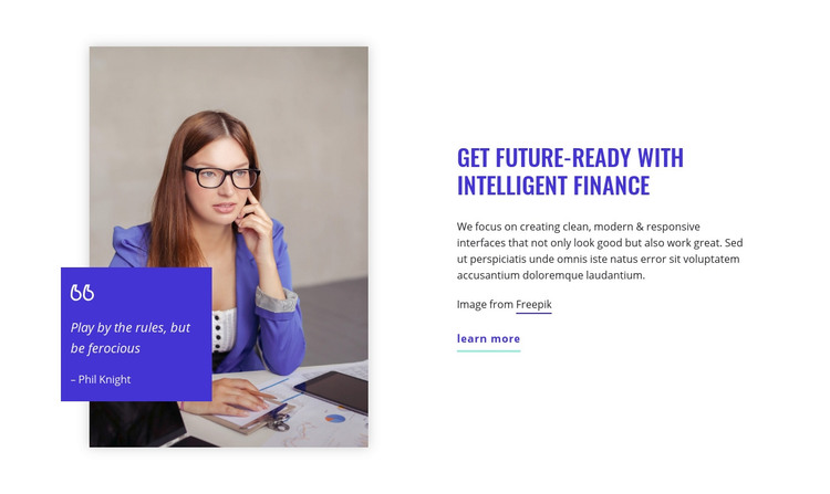 Get future-ready with intelligent finance Homepage Design