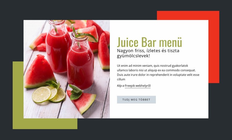 Nagyon friss, ízletes gyümölcslevek Weboldal tervezés