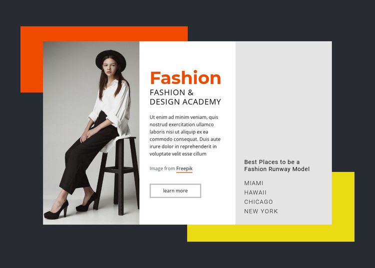 Fashion and Design Academy Joomla Page Builder