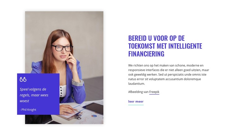 Bereid u voor op de toekomst met intelligente financiering CSS-sjabloon