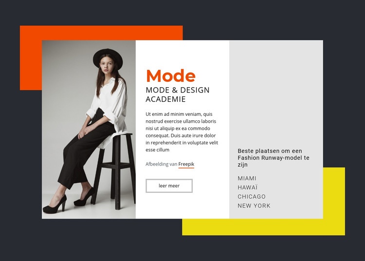 Mode- en designacademie Sjabloon voor één pagina