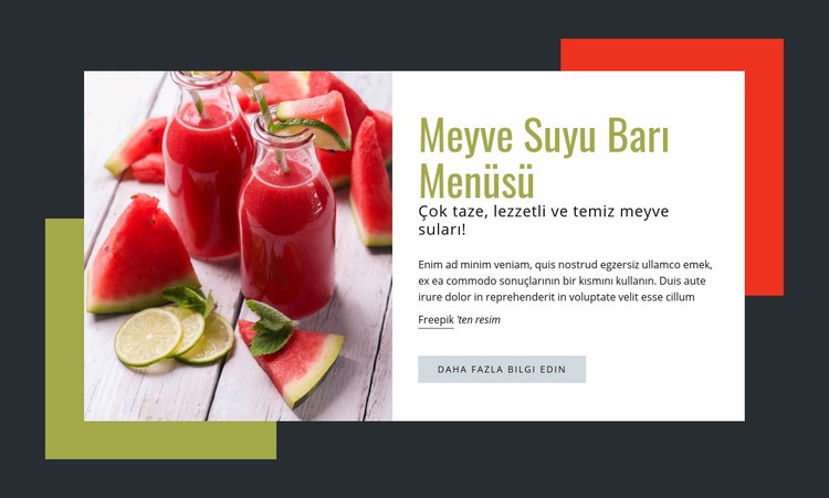 Çok taze, lezzetli meyve suları HTML Şablonu