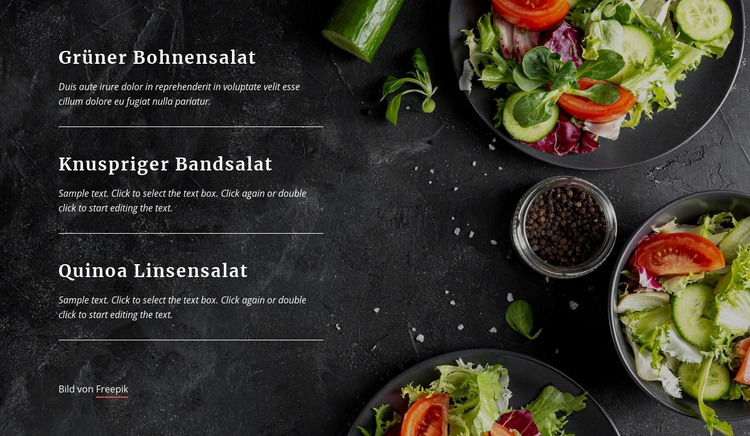 Vegetarisches Restaurant Menü HTML-Vorlage