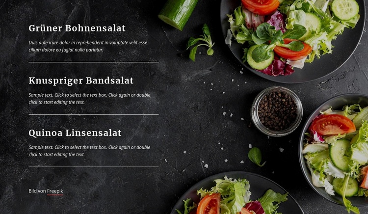 Vegetarisches Restaurant Menü HTML5-Vorlage
