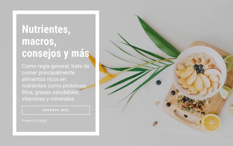 Nutrientes, macros y más Creador de sitios web HTML