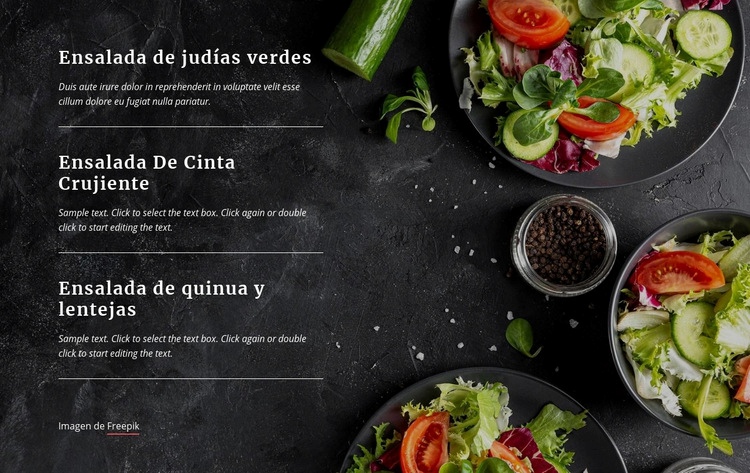 Menú de restaurante vegetariano Creador de sitios web HTML