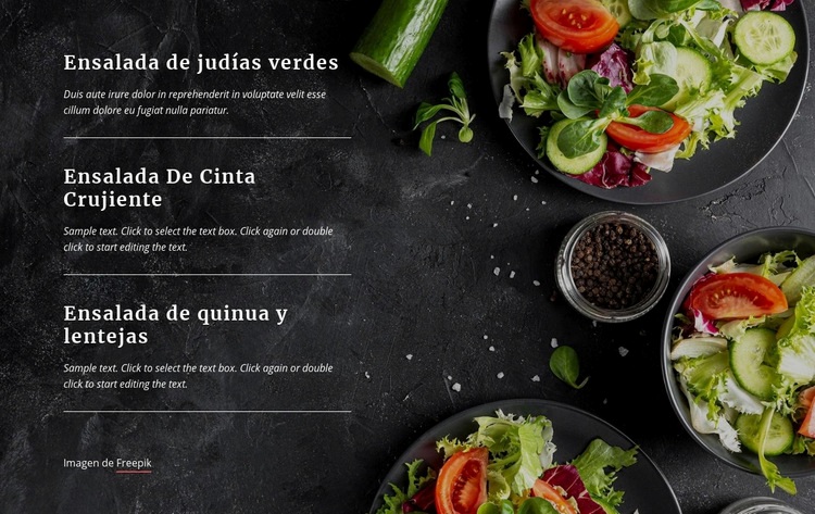 Menú de restaurante vegetariano Plantillas de creación de sitios web